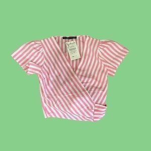Pink and White Stripe Wrap Top